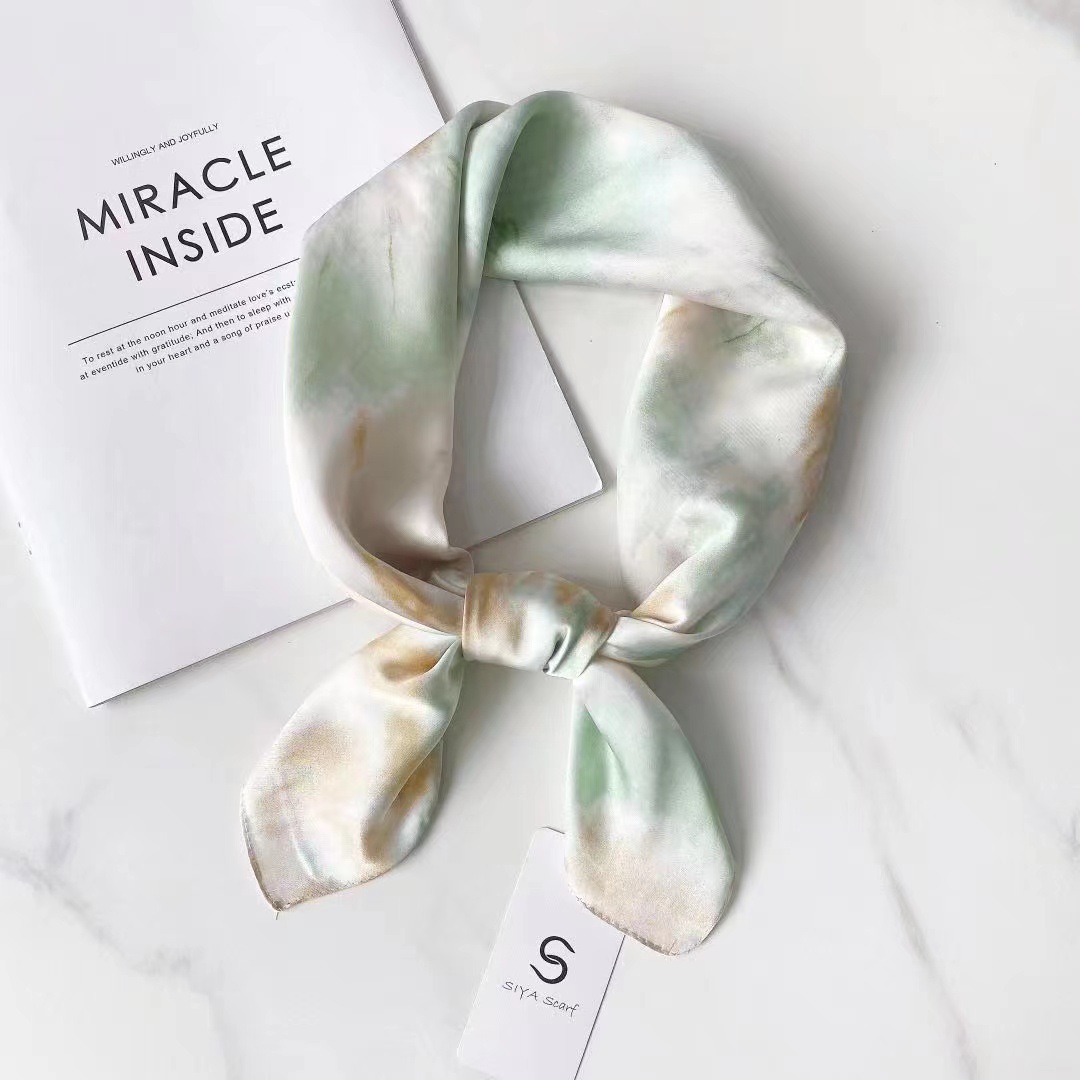 Silky Satin Scarf Women's New 70cm Printed Small Square Scarf Versatile Kerchief Fashion Ribbon Coverchief Professional Decoration Headcloth