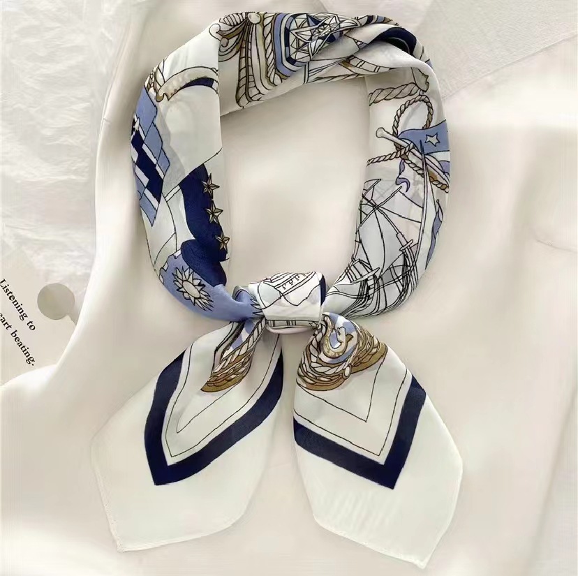 Silky Satin Scarf Women's New 70cm Printed Small Square Scarf Versatile Kerchief Fashion Ribbon Coverchief Professional Decoration Headcloth