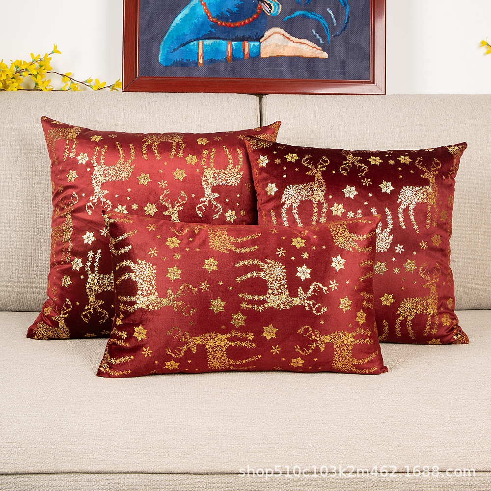 3Pieces Set Dutch Velvet Gilded Christmas Pillow Cover Sofa Decor Cushion Case Square Pillowcase