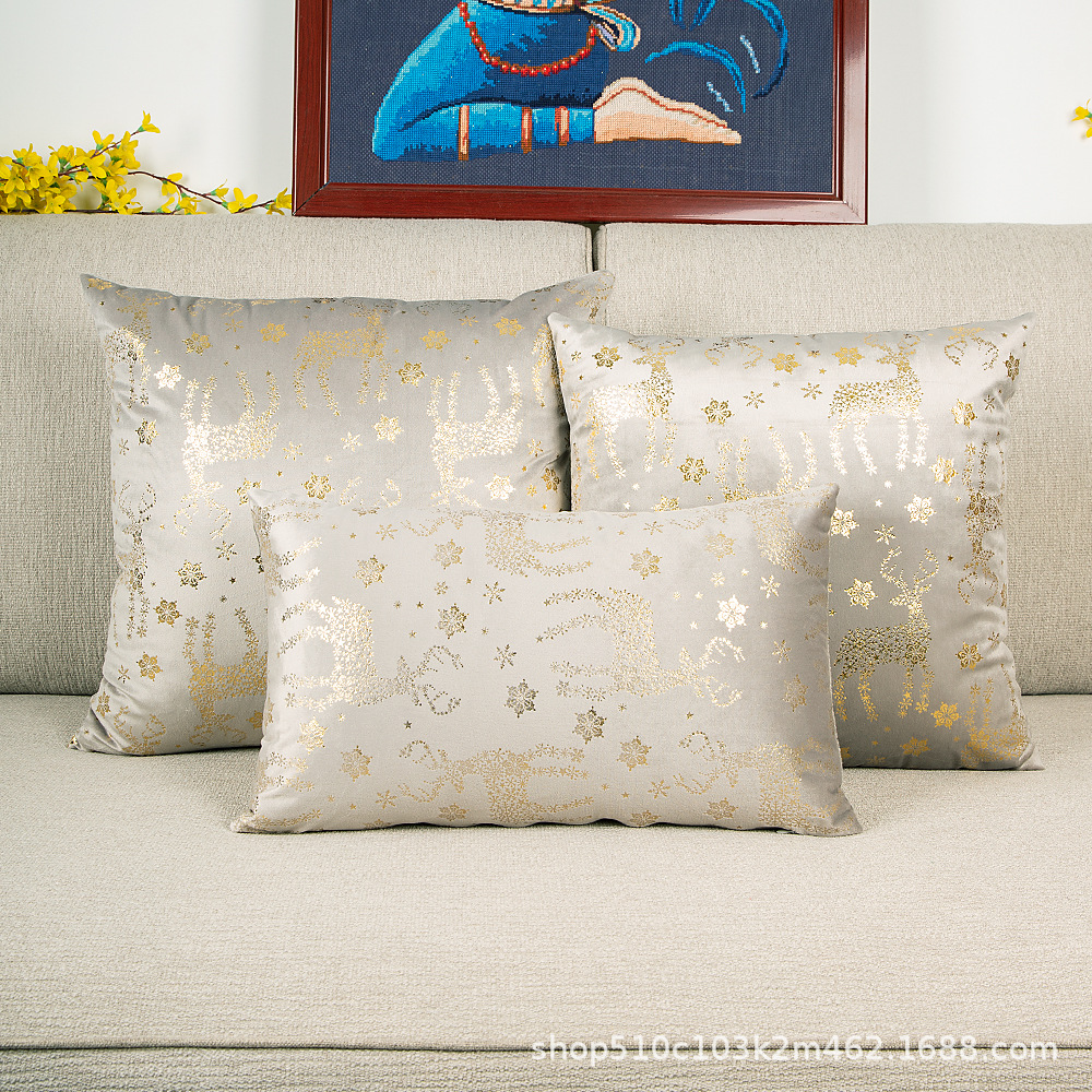 3Pieces Set Dutch Velvet Gilded Christmas Pillow Cover Sofa Decor Cushion Case Square Pillowcase