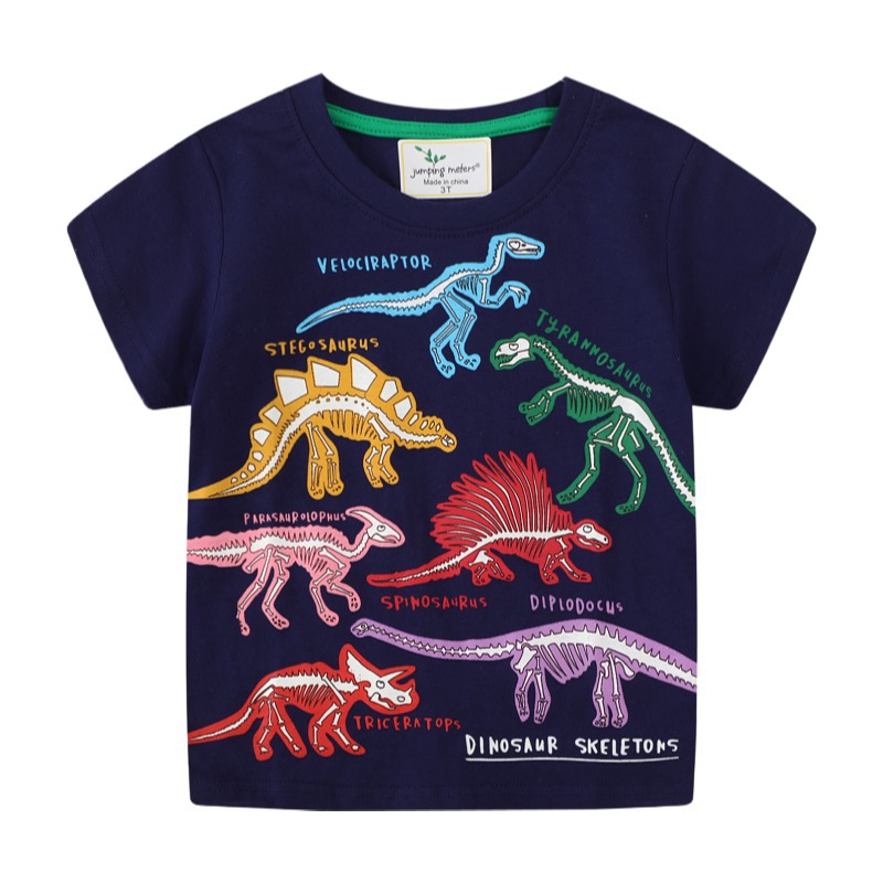 Luminous Creative Children's T-shirt Kids Wear Dinosaur Short Sleeve Top Clothes Boys Girls Wear Student Clothes