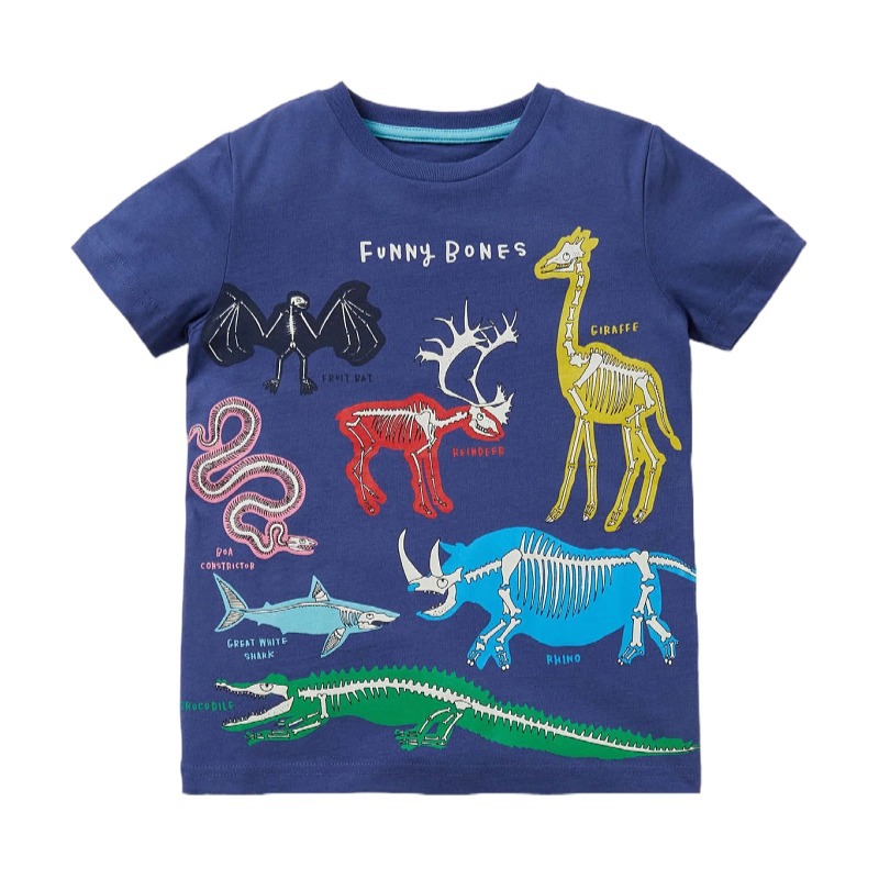 Luminous Creative Children's T-shirt Kids Wear Dinosaur Short Sleeve Top Clothes Boys Girls Wear Student Clothes