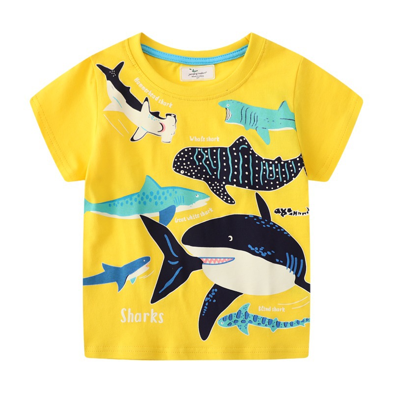 Luminous Creative Children's T-shirt Kids Wear Dinosaur Short Sleeve Top Clothes Boys Girls Wear Student Clothes
