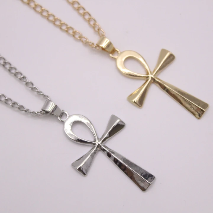 Men's Necklace Glossy Cross Ancient Egypt Charm of Life Pendant Europe and America Boys Fashion Wear