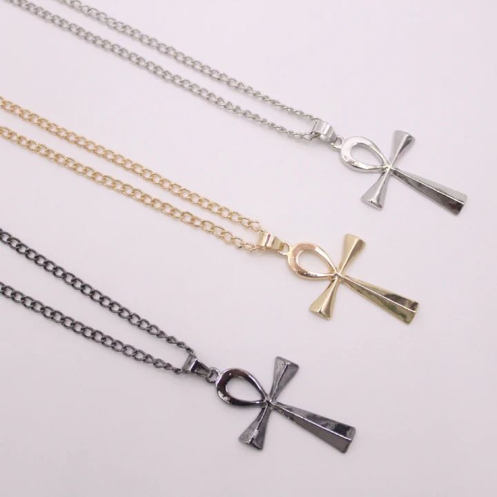 Men's Necklace Glossy Cross Ancient Egypt Charm of Life Pendant Europe and America Boys Fashion Wear