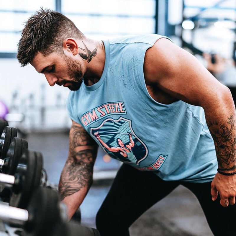 Men's Vests Men's Clothes  Men's Wear Trendy Menswear Men's sportswear  Sports fitness leisure vest men's fitness bottomless Sleeveless Shirt LARGE T-SHIRT