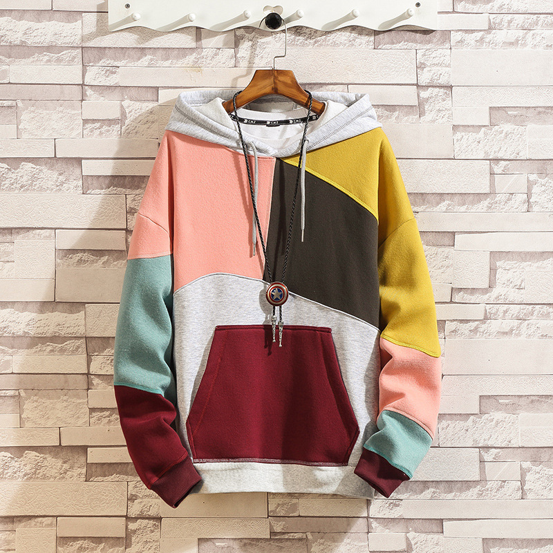 Hoodies Men's Clothes Men's Coat Men's sweater Men's Wear Casual menswear Trendy Menswear  new men's loose personality color blocking men's couple's hooded men's sweater