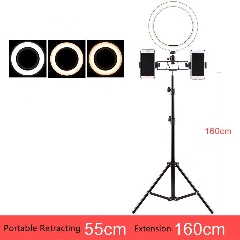 Tiktok mobile live broadcasting anchor beauty LED ring light  portable tripod stand selfie telescopic bracket phone holder selfie ring light