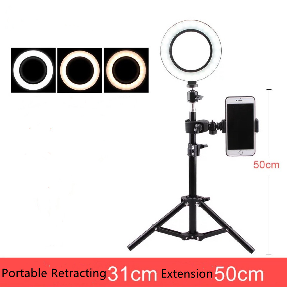 Tiktok mobile live broadcasting anchor beauty LED ring light  portable tripod stand selfie telescopic bracket phone holder selfie ring light
