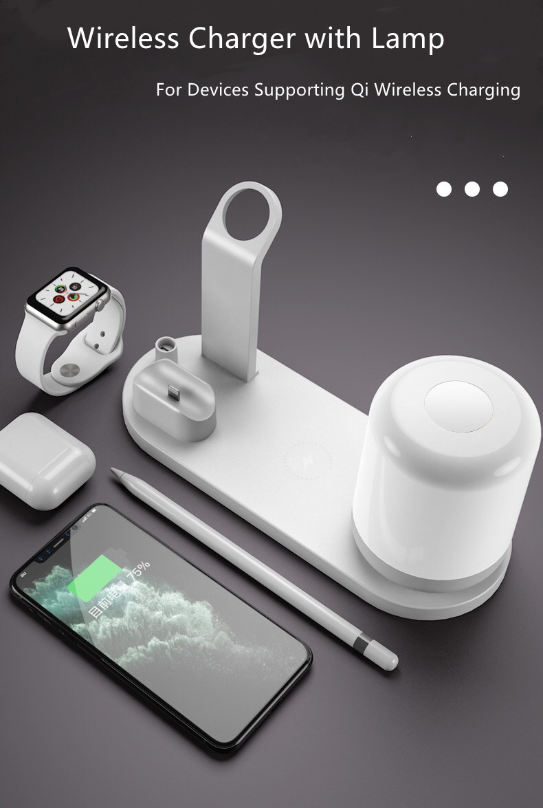 Multi function 6 in 1 usb wireless charger for Qi charging devices