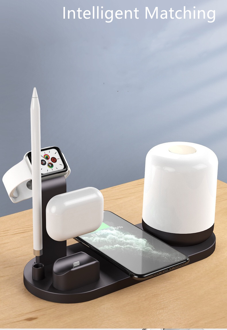 Multi function 6 in 1 usb wireless charger for Qi charging devices