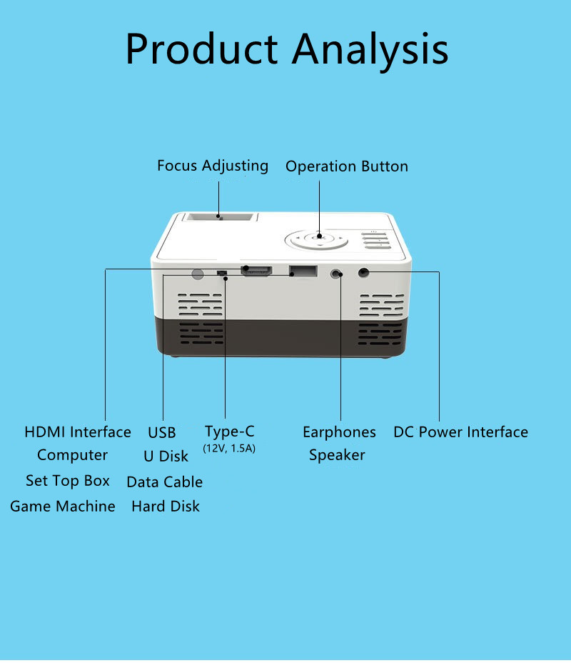 J15 1080p led lamp mini office HDMI projector with tripod led lamp wireless audio home theatre business conference projection machine outdoor movie projector