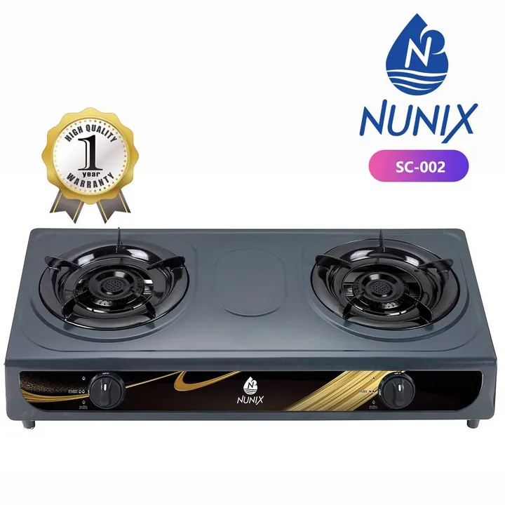 Nunix 2 Gas Cooker SC002 Double Burner Gas stove  gas cooker 【hot】gas cooker/stove gas cooker cooking gas cooker burner gas cooker stainless Black as picture