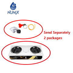 Nunix Table Top Gas Cooker SC002 Stainless Steel +Free hose pipe +6kg Gas regulator+2 pcs Gas tighteners 2 burner Cooktops as picture