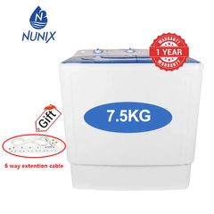 Nunix 7.5kg   NU75-2001 Twin-tub Washing Machine White 7.5 kg White 7.5KG
