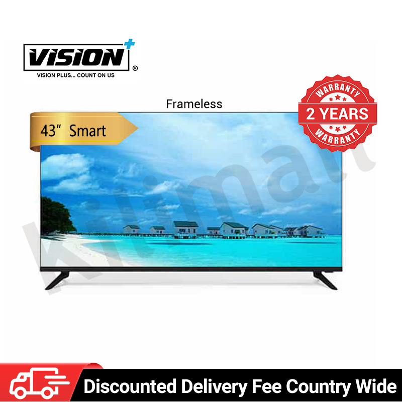 Vision Plus 43 inch Smart  TV  43"  Frameless Televisions ,  FULL HD TV, DVB-T2 | S2, Android + FREE WALL BRACKET  VP8843SF Affordable quality Tv 2 years warranty