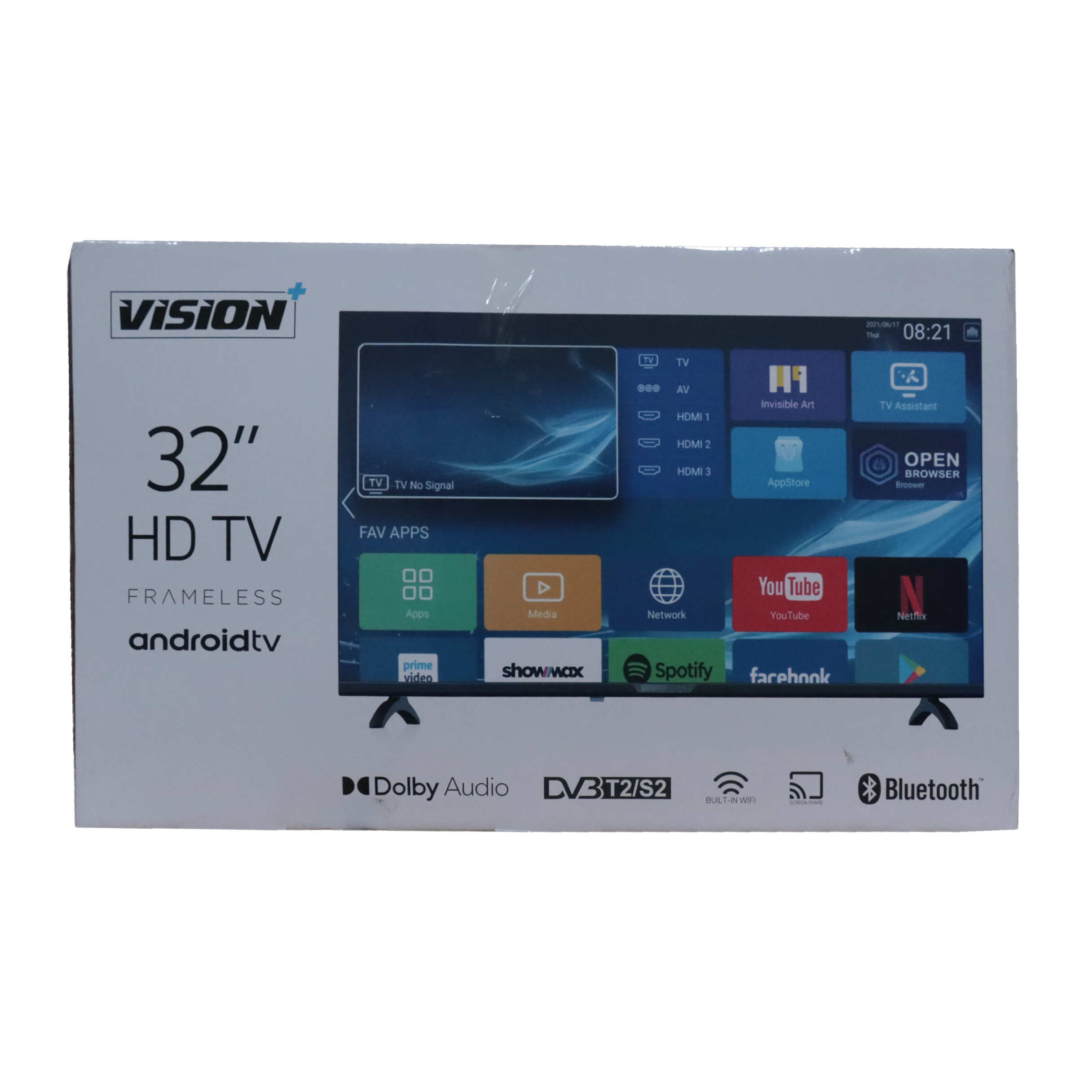 Vision Plus 32 inch tv Smart TV frameless VP8832SF 32" Frameless TVs Android , HD TV, DVB-T2 | S2, Televisions + FREE WALL BRACKET  VP8832SF 2 years  warranty quality audio televisions