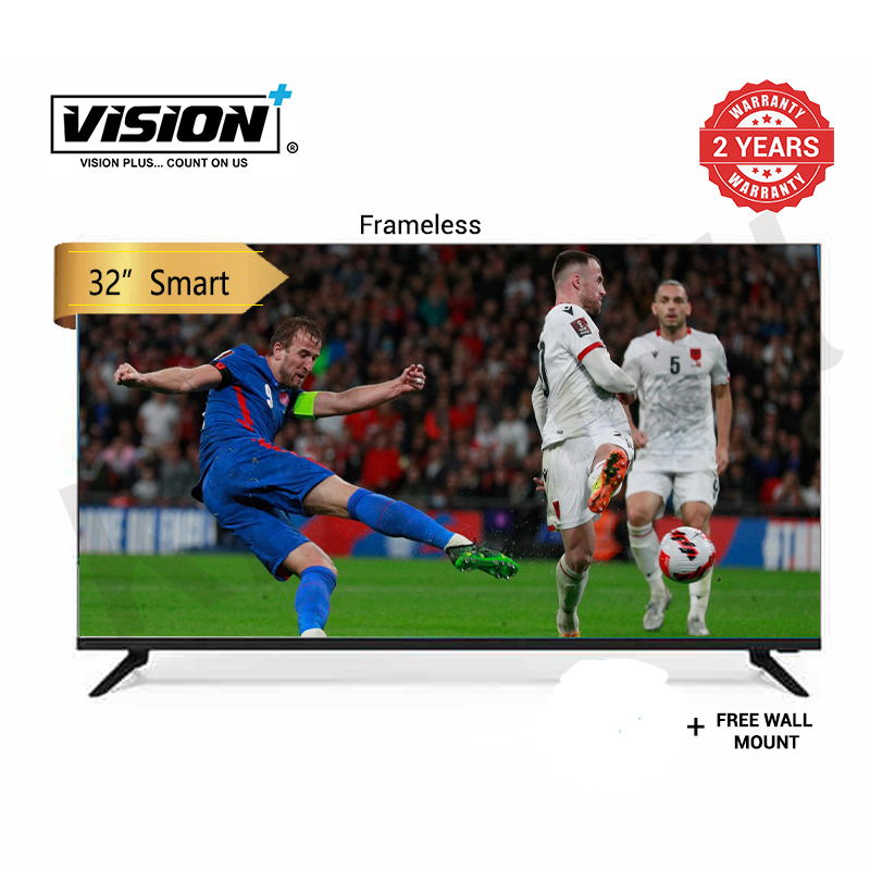 Vision Plus 32 inch tv Smart TV frameless 32" Frameless TVs Android , HD TV, DVB-T2 | S2, Televisions + FREE WALL BRACKET  VP8832SF 2 years  warranty quality audio televisions