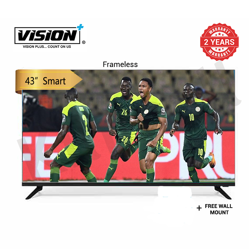 Vision Plus 43 inch Smart  TV VP8843SF 43"  Frameless Televisions   FULL HD TV DVB-T2  Android + FREE WALL BRACKET Affordable quality Tv 2 years warranty