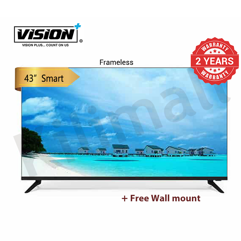 Vision Plus 43 inch Smart  TV VP8843SF 43"  Frameless Televisions   FULL HD TV DVB-T2  Android + FREE WALL BRACKET Affordable quality Tv 2 years warranty