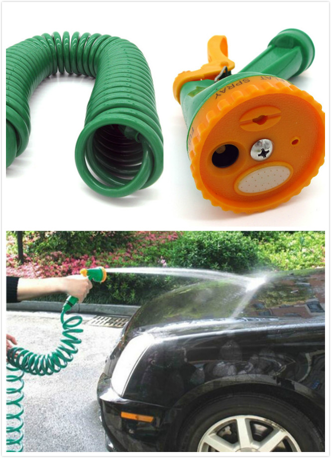 Green/Blue 10m Telescopic Spring Car Wash Spray Gun Adjustable High Pressure Car Wash Gun