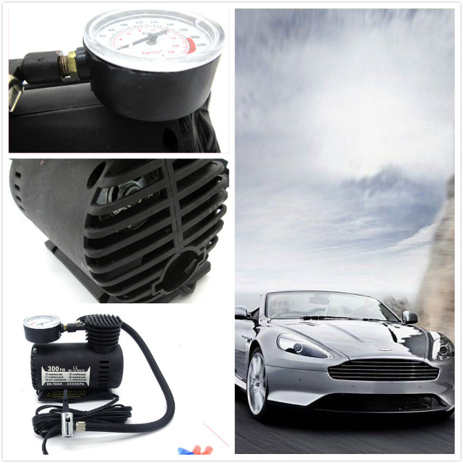 Car Mini Pumps 12V 300PSI Electric Air Compressor Tire Inflator Auto Inflatable Pump with Barometer