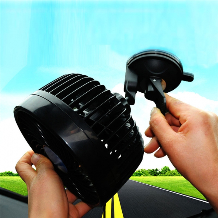 24V Car Fan Adjustment Suction Cup Car Cooling Air Fan Quiet Stepless Speed Change Rotatable