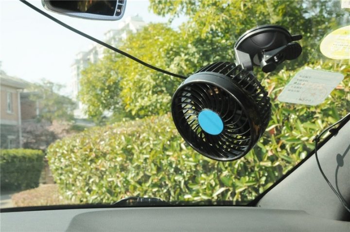 24V Car Fan Adjustment Suction Cup Car Cooling Air Fan Quiet Stepless Speed Change Rotatable