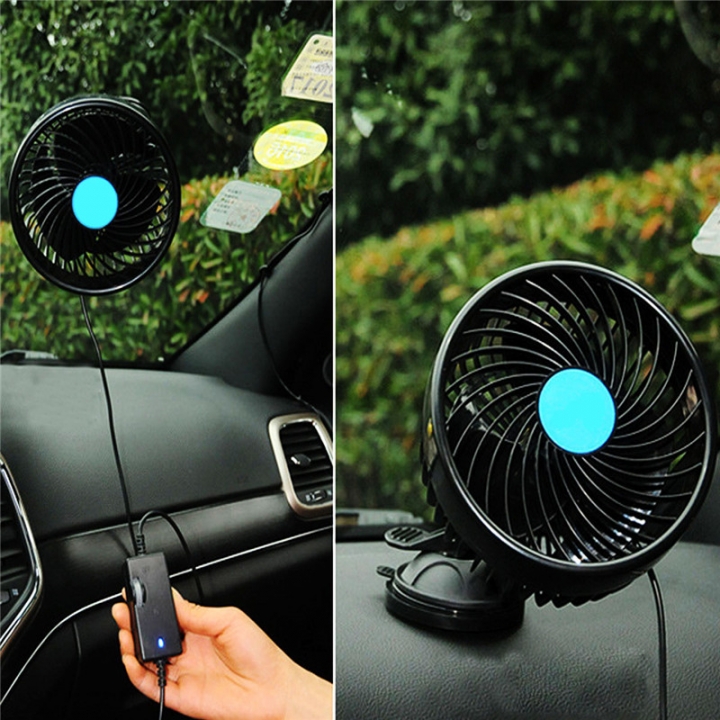 24V Car Fan Adjustment Suction Cup Car Cooling Air Fan Quiet Stepless Speed Change Rotatable