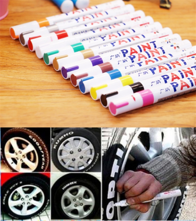 1PC White Color Universal Waterproof Permanent Paint Marker Pen Car Tire Tire Tread Rubber Metal
