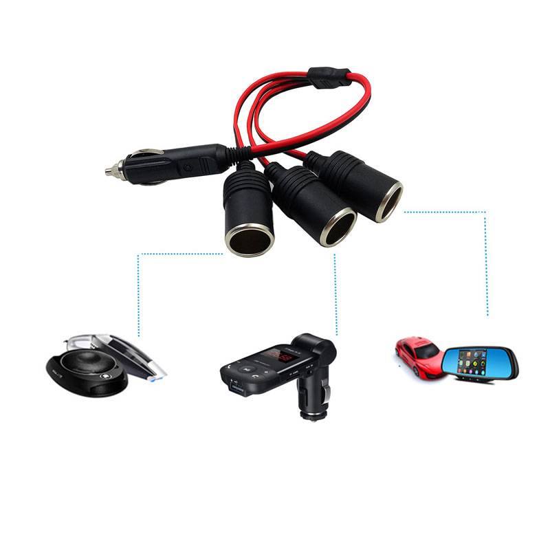 12V  Max 120W Car Cigarette Lighter Charger Cable 3-WAY Car Socket
