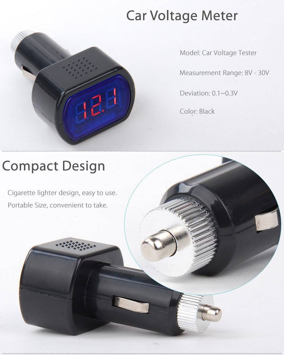 Digital LED Car Truck Voltmeter Voltage Gauge System Battery Volt Meter 12V 24V