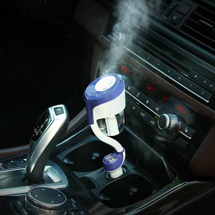 Car Air Humidifier Cool Mist Purifier With  Dual USB Car Charger