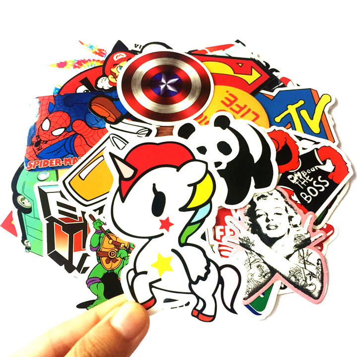 100Pcs Colorful Car PVC Sticker Car Sticker Skateboard Laptop Luggage Decals