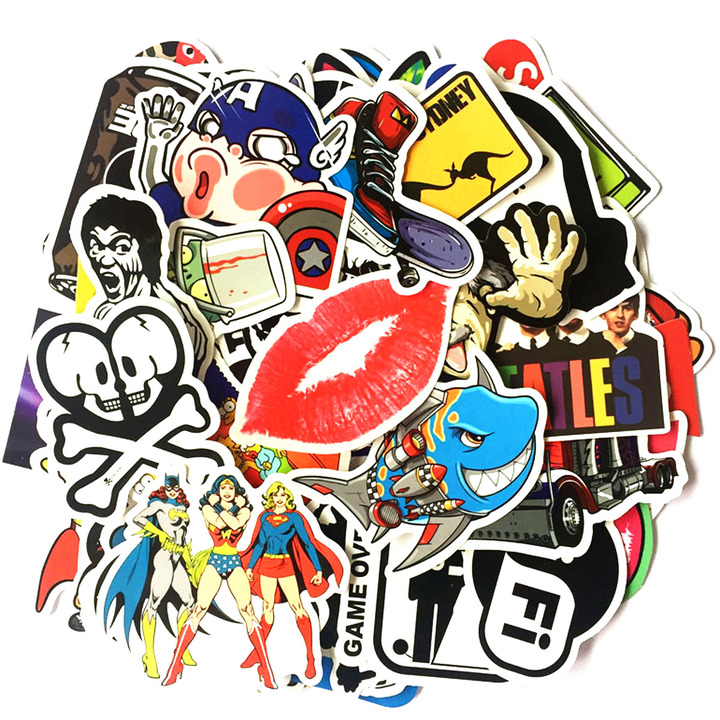 100Pcs Colorful Car PVC Sticker Car Sticker Skateboard Laptop Luggage Decals