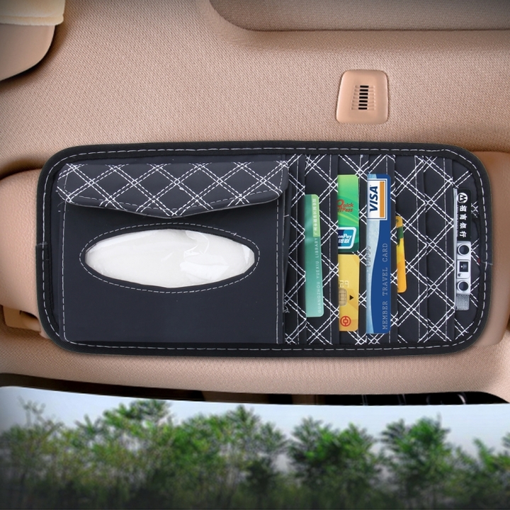 Car Kit Tissue Box Universal Car Sun Visor Hanging Type Embroidery Pattern Tissue Cover