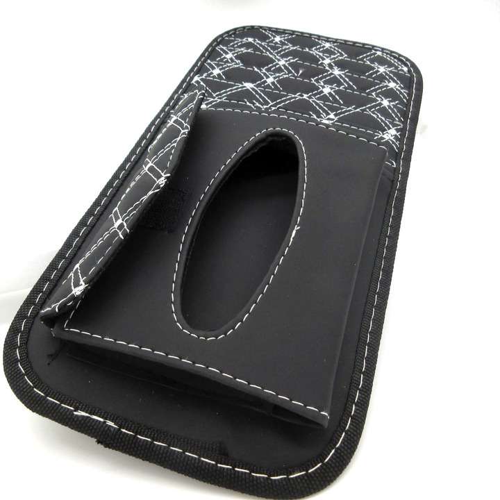 Car Kit Tissue Box Universal Car Sun Visor Hanging Type Embroidery Pattern Tissue Cover