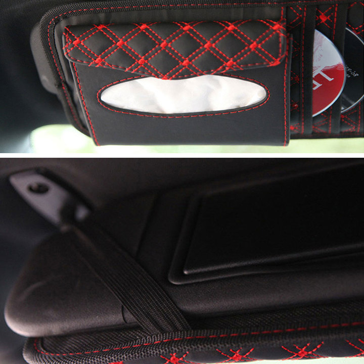 Car Kit Tissue Box Universal Car Sun Visor Hanging Type Embroidery Pattern Tissue Cover