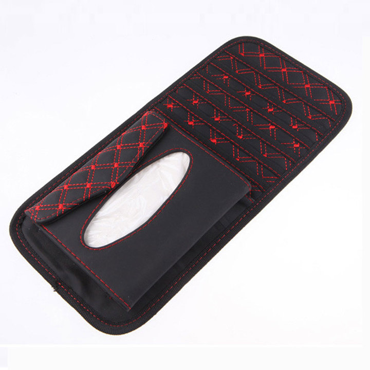 Car Kit Tissue Box Universal Car Sun Visor Hanging Type Embroidery Pattern Tissue Cover
