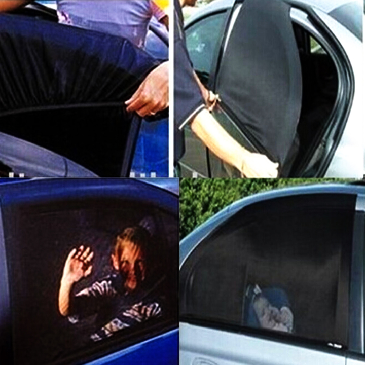 2PCS Car Window Cover Sunshade Curtain UV Protection Shield Sun Shade Mesh