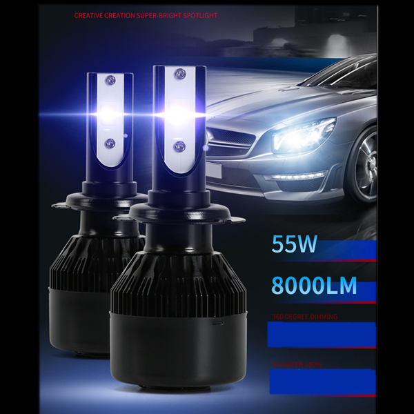 2PCS Car Headlight H1 H3 H4 H7 LED 55W LED Bulb Auto Fog Light 12V