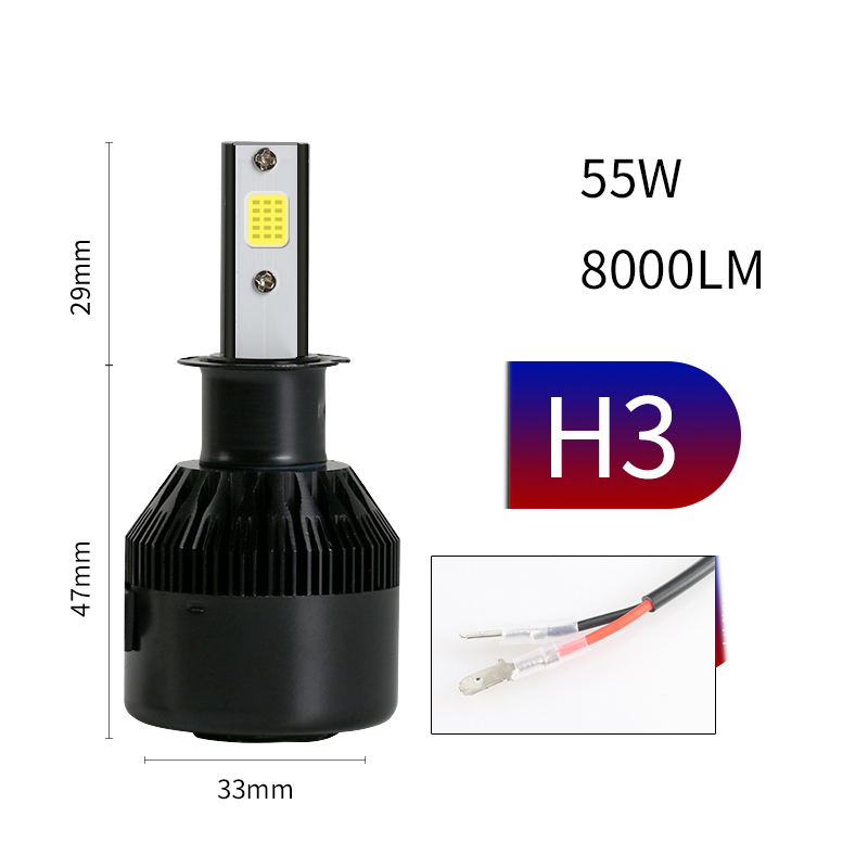 2PCS Car Headlight H1 H3 H4 H7 LED 55W LED Bulb Auto Fog Light 12V
