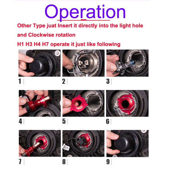 2PCS Universal 55W Car Headlight H8 H9 H11 LED Car Lights Bulb 6000K