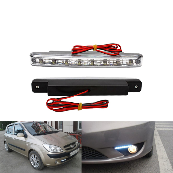 Car External LED Working Bulb Daytime Running Light Super Bright White Auto Fog Lamp Car DRL 8LED