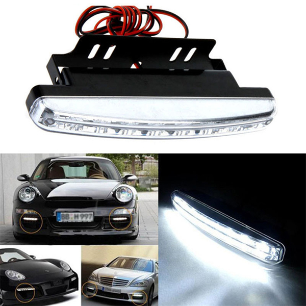 Car External LED Working Bulb Daytime Running Light Super Bright White Auto Fog Lamp Car DRL 8LED