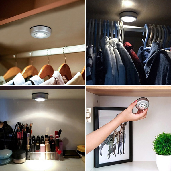 4 LED Mini Touch Light Wireless Cabinet Lights Outdoor Car Lamp Hanging Wall Lamps Kitchen Wardrobe