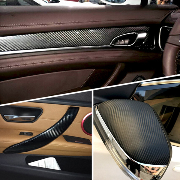 5PCS Car Styling Carbon Fiber 3D Car Stickers 10cm x 127cm Tint Vinyl Film