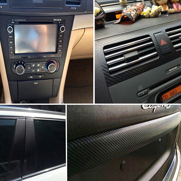 5PCS 30cmx127cm 3D Carbon Fiber Vinyl Car Wrap Sticker Sheet Roll Film Car Interior Motorcycle