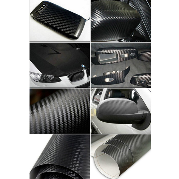 5PCS 3D Carbon Fiber Vinyl Film Car Stickers Waterproof Car Styling Wrap Auto Vehicle Detailing