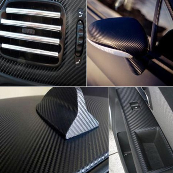 5PCS Waterproof Car Sticker 3D Carbon Fiber Vinyl Adhesive Film Sheet Roll Auto Car DIY Sticker